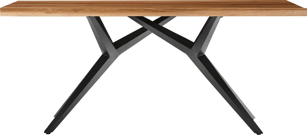 SIT Möbel Esszimmertisch aus Teak-Holz 180 cm | Platte 50 mm natur | Gestell Metall antikschwarz | B 180 x T 100 x H 73 cm | 15510-11 | Serie TABL...