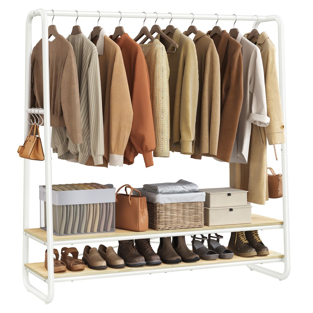 Kleiderständer, Garderobenständer, Garderobe, 2 Ablagen, 6 Produktbild 