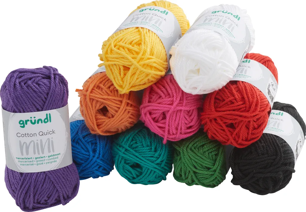 Fil à tricoter en coton mercerisé Gründl Coton Quick Mini, lot de 10