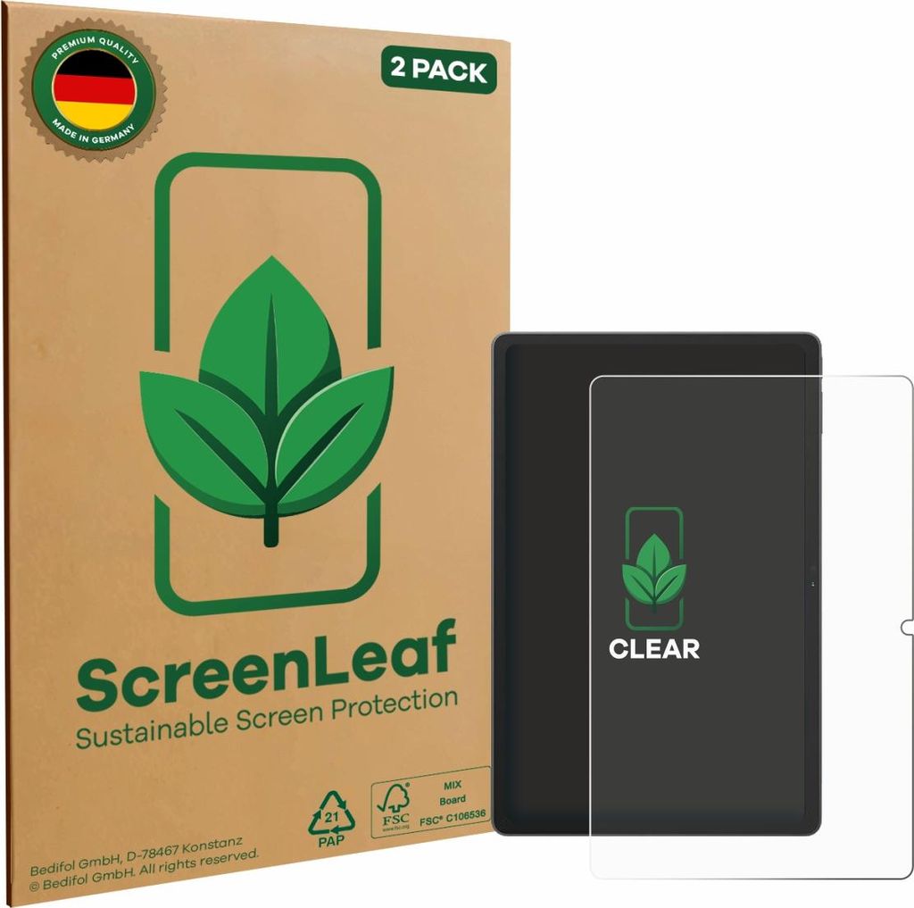 2x ScreenLeaf Schutzfolie für Blackview Tab 16 Pro nachhaltiger Displayschutz Display Schutz Folie Klar Transparent