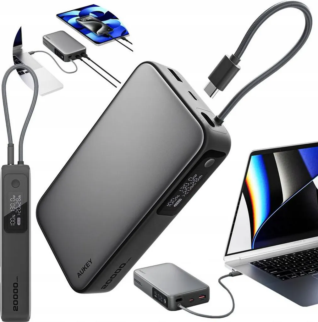 Batterie de Secours Aukey 20000mAh PB-Y48 100W Idéale pour Télétravail