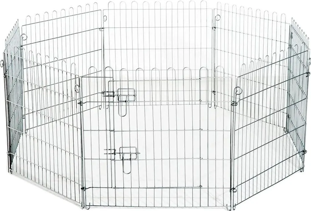 Enclos pour chiens en métal argenté - Aire de jeu robuste et sécurisée