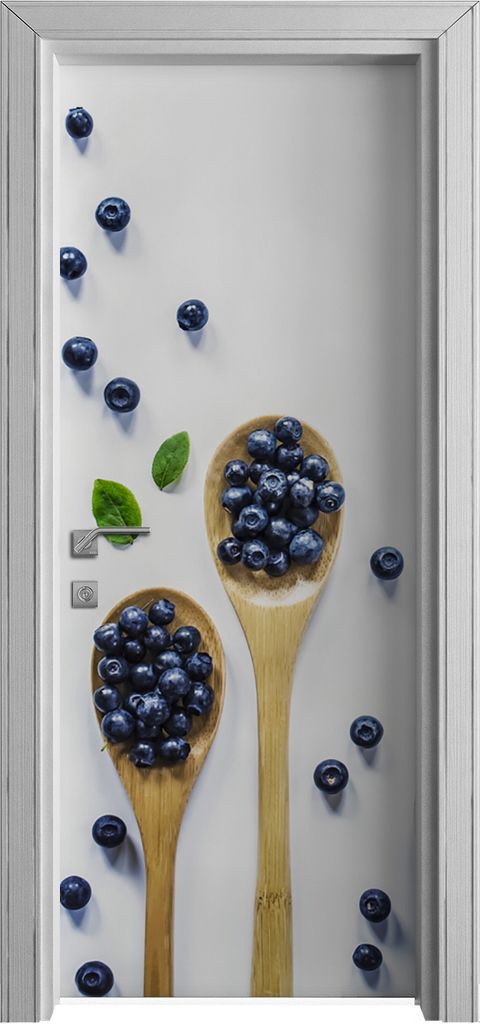 Tür Selbstklebende 80x210 cm Türfolie Türtapete Klebefolie - Heidelbeeren in Holzschale