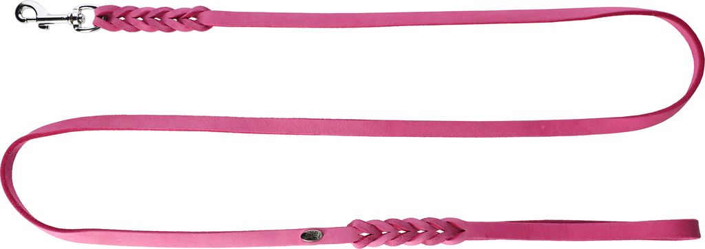 Dingo Soft Leather Geflochtene Lederleine am Ende 1,2×180 cm Fuchsie