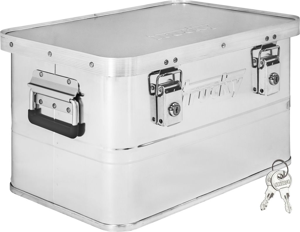Aluminium Box mit Deckel Silber Alu Kiste Box Alukiste 30 Liter Transportbox Metallbox Alu Aufbewahrungsbox Boxen Abschliessbar Metallkiste Trucky