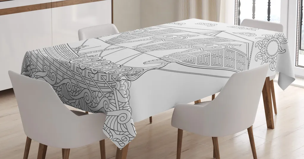 ABAKUHAUS Odyssee Tovaglia, non tinta Galley, resistente allo sporco con tecnologia di stampa all'avanguardia Lavabile Colori chiari, 140 x 240 cm, grigio antracite Bianco