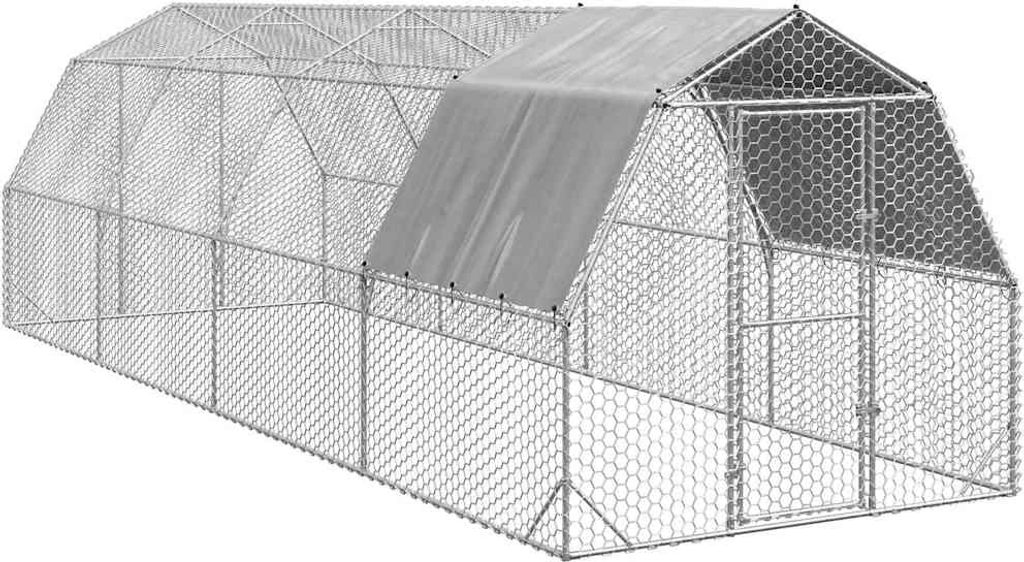Möbel Hühnerstall mit Dach 2,5x8x2,25 m Verzinkter Stahl - Kleintier-Ställe 3328528