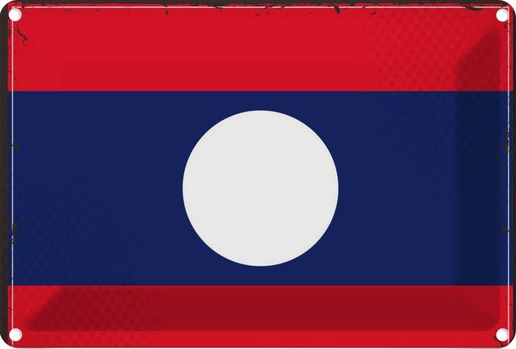 vianmo Blechschild 12x18 cm Laos Flagge Fahne Wappen
