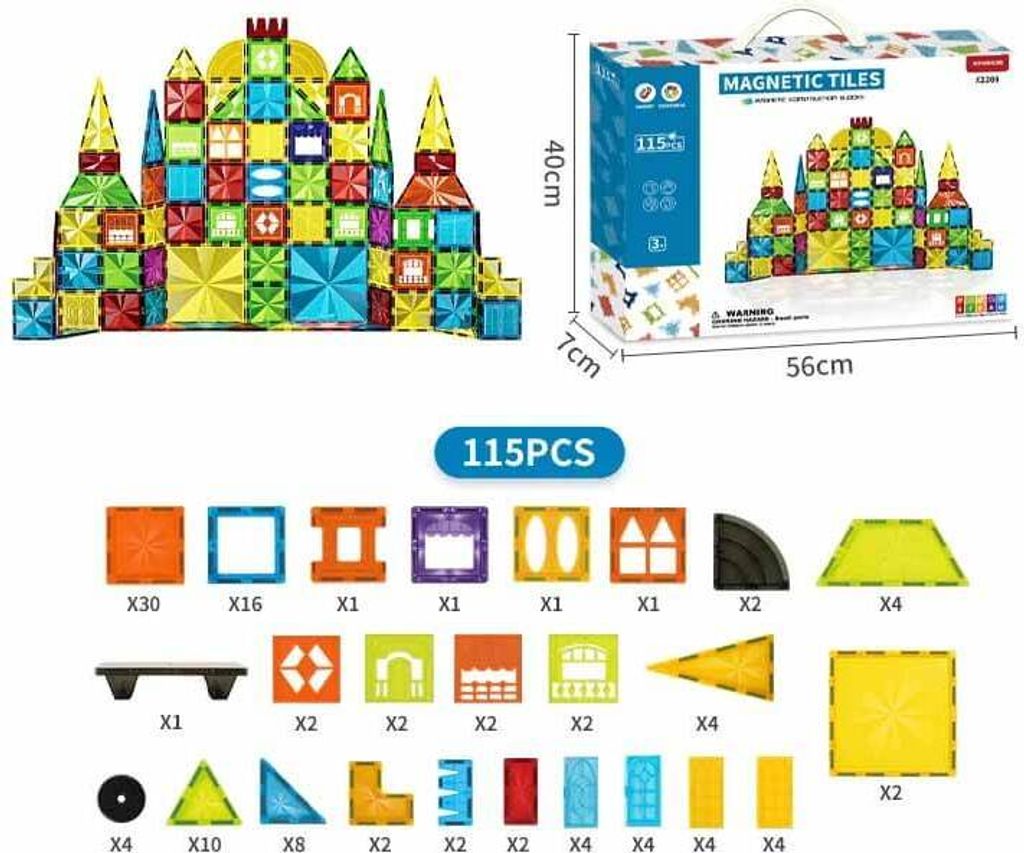 Magnetická stavebnica Diamond 115ks sada - Magnetic Tiles Obrázok produktu 13