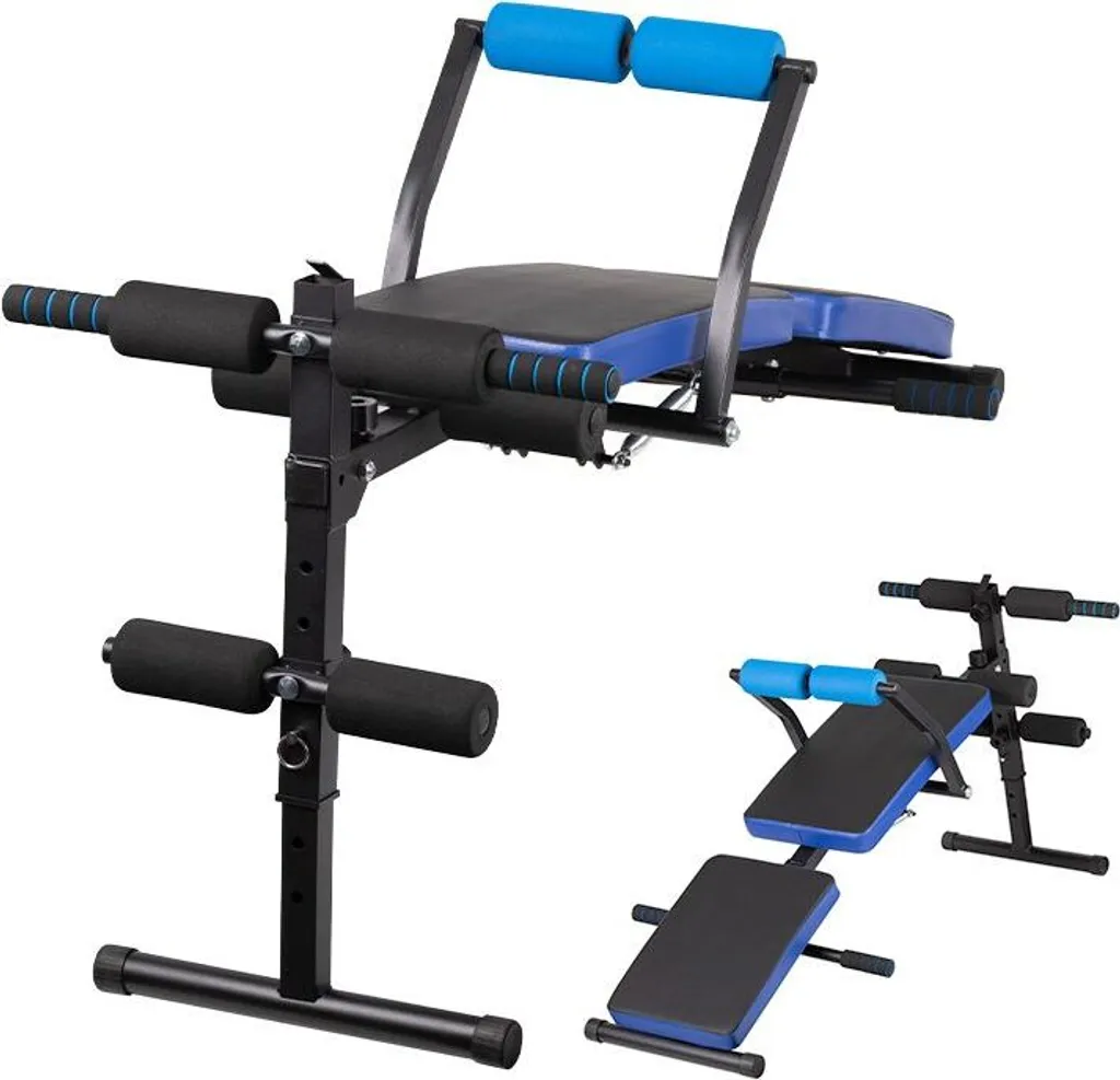 Banc d'entraînement fitness pliable 07, noir bleu - Musculation maison