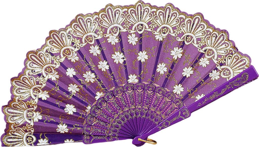 Exquisite Blumenmuster -Stoffabdeckung Hanging Loop Design Folding Lüfter Cheongsam Hanfu Show Handlüfter Kleidung Accessoires-Lila