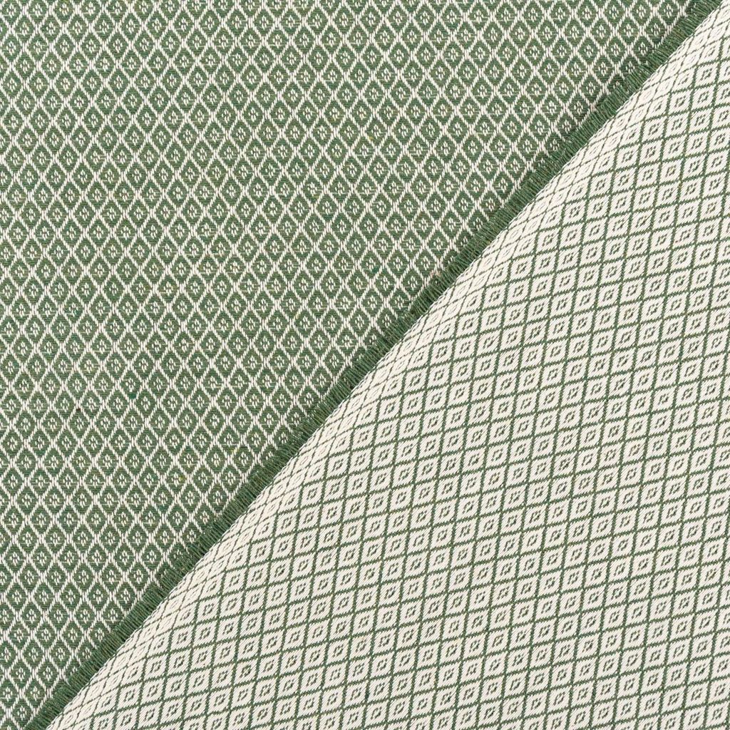 Dekostoff Meterware Dobby Diamond Mini Rauten grün ecru 1,40m