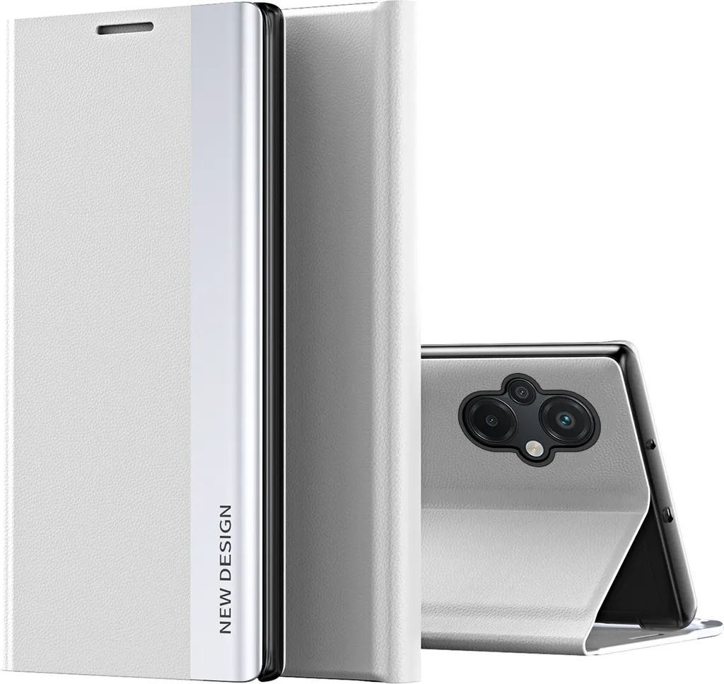 Cover Xiaomi Poco M5 Professional Bianca Pelle PU Magnetica Slim Stand - 1