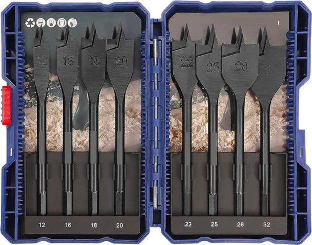 Foret bois alésage 12-32mm avec pointe de centrage et étui de rangement