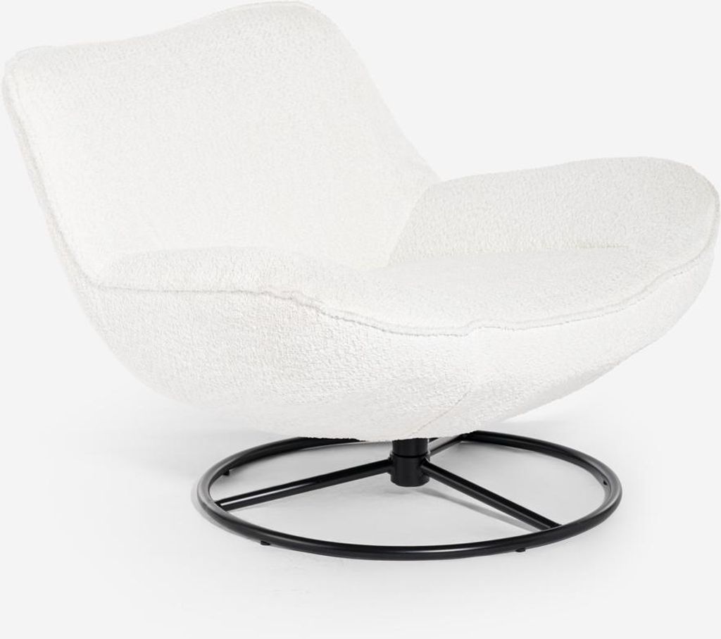 Sessel Wohnzimmer Büro modern drehbar aus Stoff Bouclé Konn - Weiß