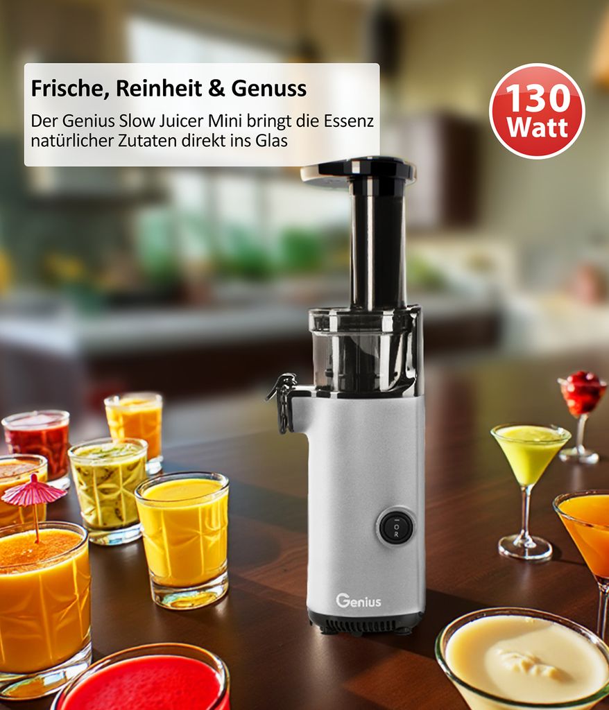 Genius Slow Juicer Entsafter Mini für Gemüse Obst 9 tlg