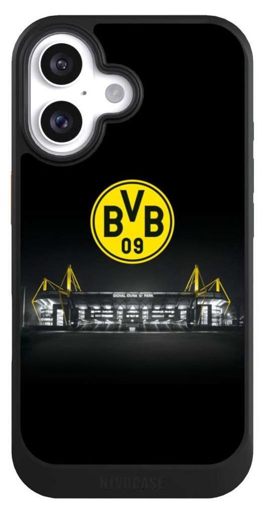 NIVOCASE Hülle für Apple iPhone 16 Handyhülle NIVOcore Case Schwarz BVB Borussia Dortmund Stadion