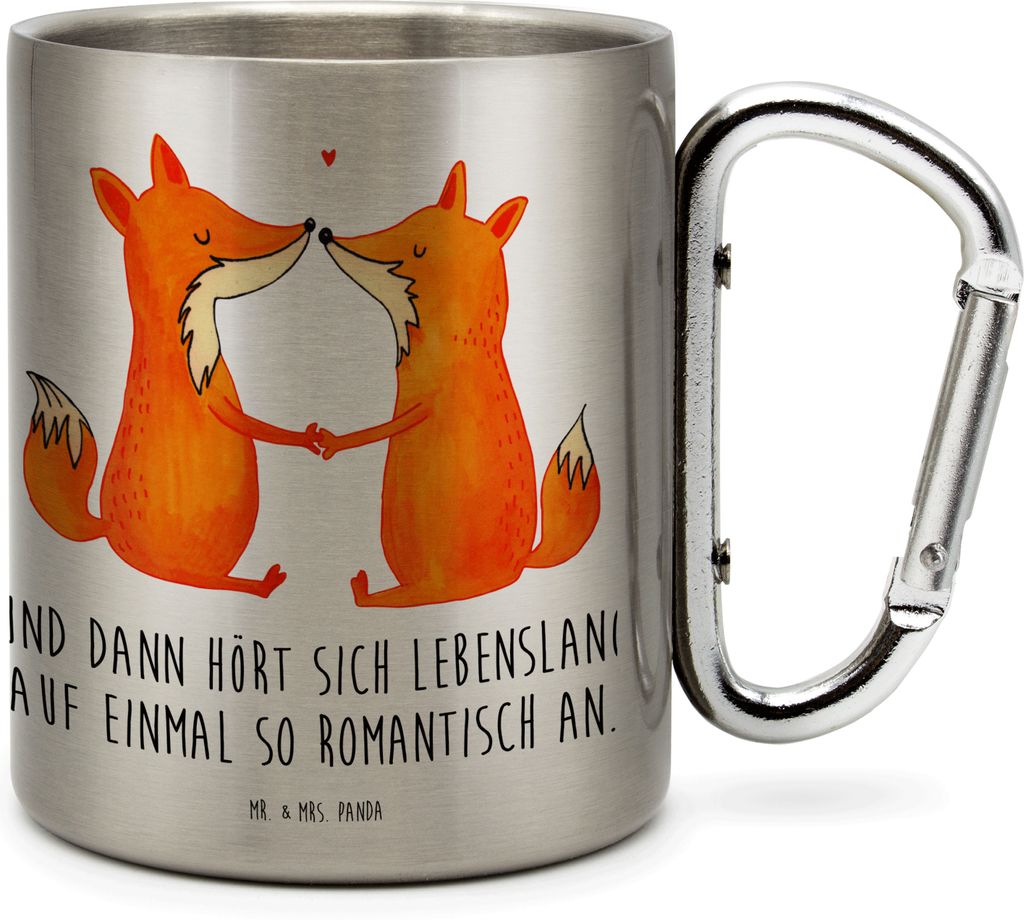 Mr. & Mrs. Panda Isolierbecher Füchse Liebe - Transparent - Geschenk, Teebecher, Freundin, thermotasse, Freund, Teetasse, Thermobecher, Fuchs, wan...
