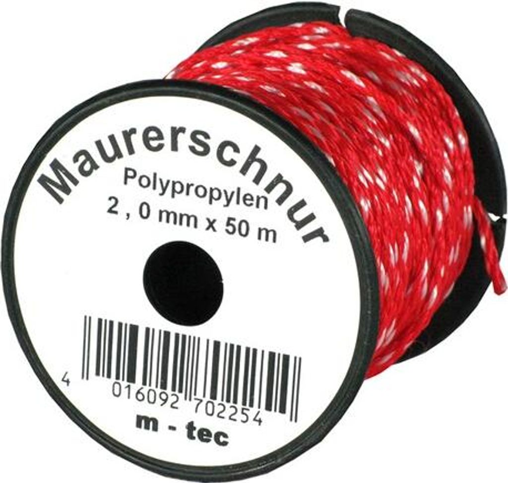 MMXX Lot-Maurerschnur 50 m Rolle, 2 mm, rot/weiß, Produktbild 