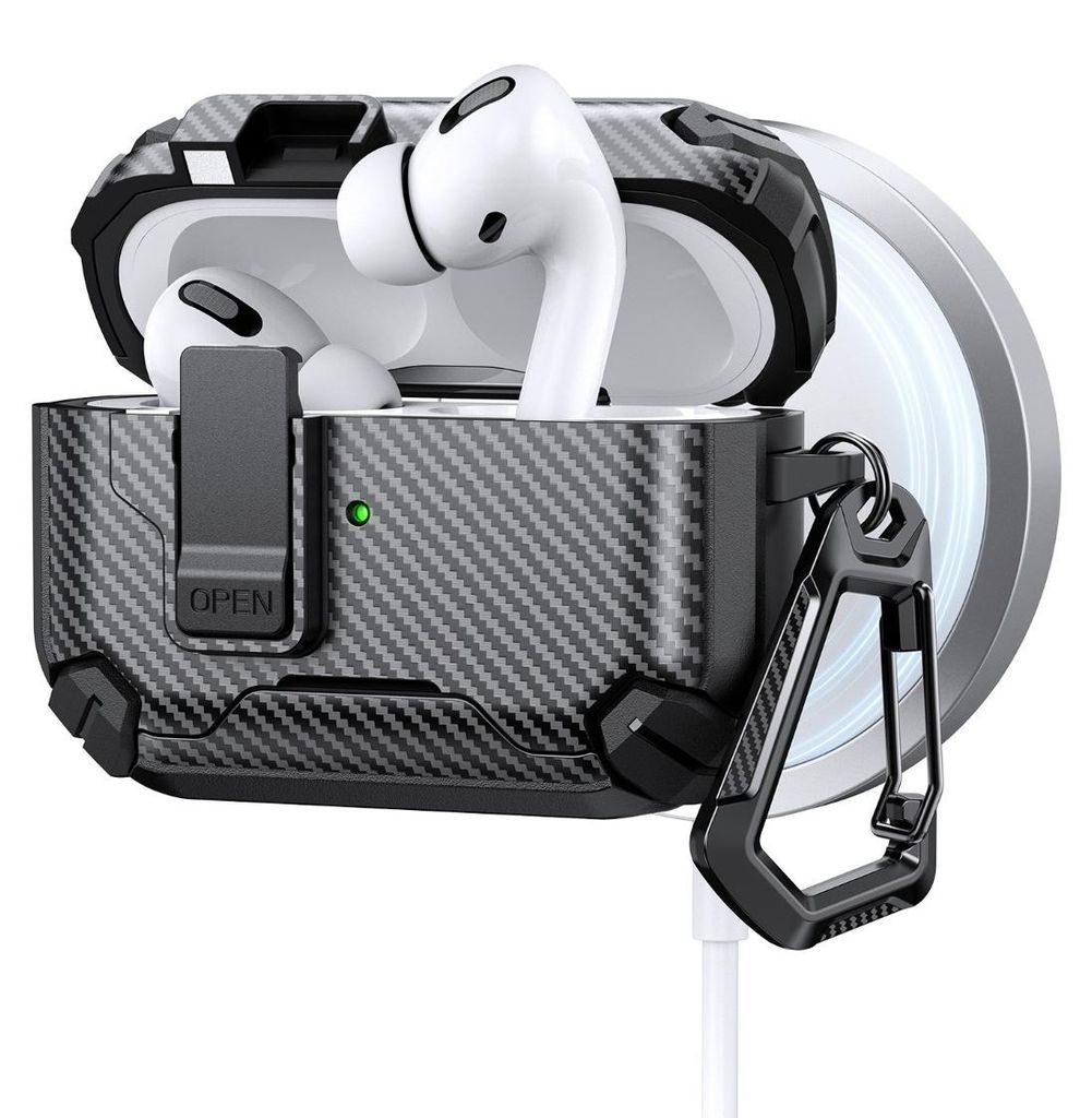 INF AirPods Schutzhülle aus PC TPU mit 360 Grad Ständer kabelloses Laden