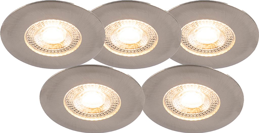 QAZQA - Modern Set mit 5 Außen Einbaustrahlern Silber 3-Stufen-Dimmbar IP44 - Ulo Dimmer I Dimmbar I Außenbeleuchtung I Wohnzimmer I Schlafzimmer...