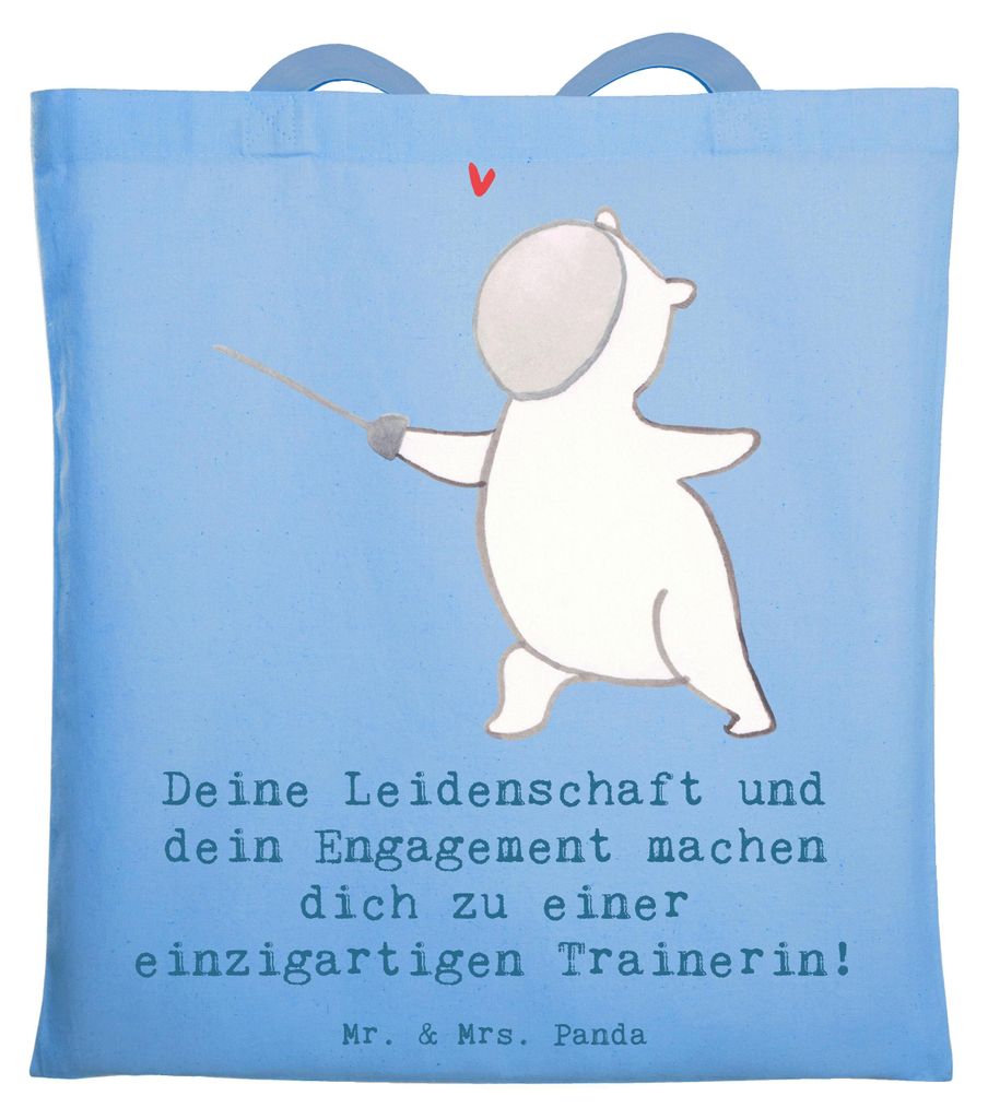 Mr. & Mrs. Panda Tote Bag Fechten Trainerin Einzigartig - Sky Blue - Geschenk, Leidenschaft, Hingabe, Lehrer, Schultasche, Tasche, Teambuilding, Ju...