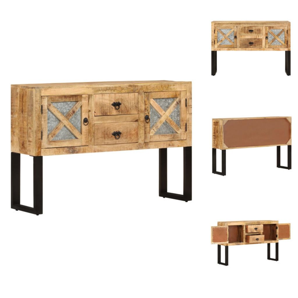 vidaXL Sideboard 110x30x74 cm Raues Mangoholz - Sideboards