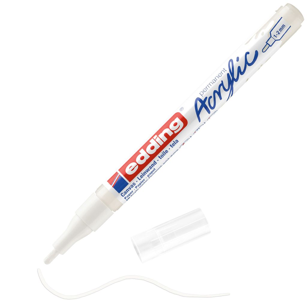 Edding 5300 Acrylmarker Fein, Weiß, Weiß, Fein, 1 mm, 2 mm, Produktbild 