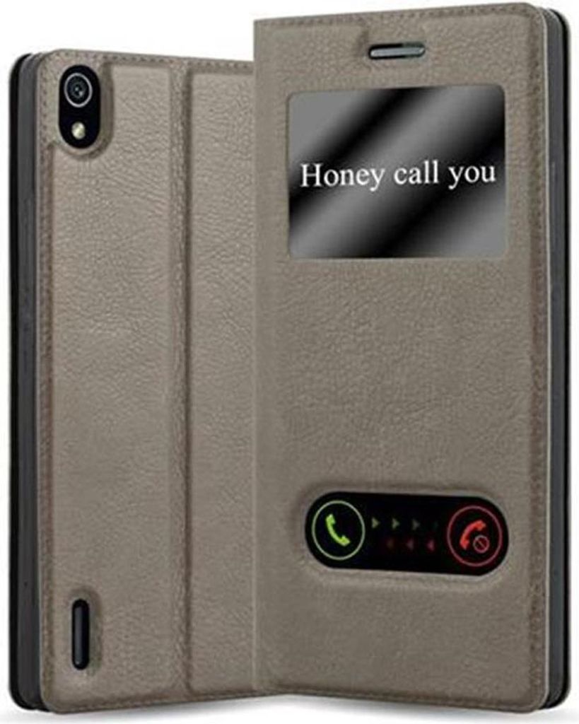 Cadorabo Schutzhülle für Huawei ASCEND P7 Hülle in Braun Handyhülle Book Case Cover Etui