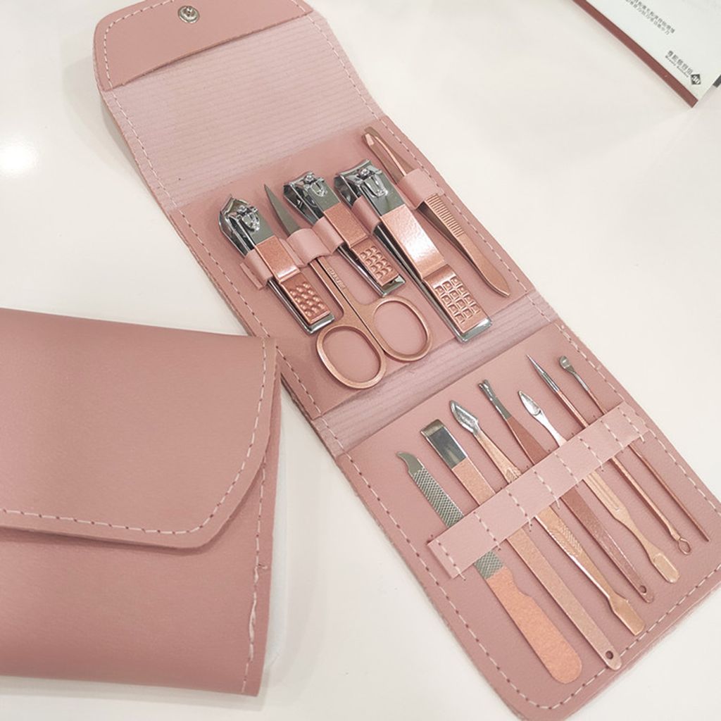 Pedikuere- und Manikuere-Werkzeug-Set, tragbares Nagelknipser-Set mit Nagelfeile, Trimmer, Augenbrauen-Trimmer, Clip, Tool zum Entfernen abgestorbe...