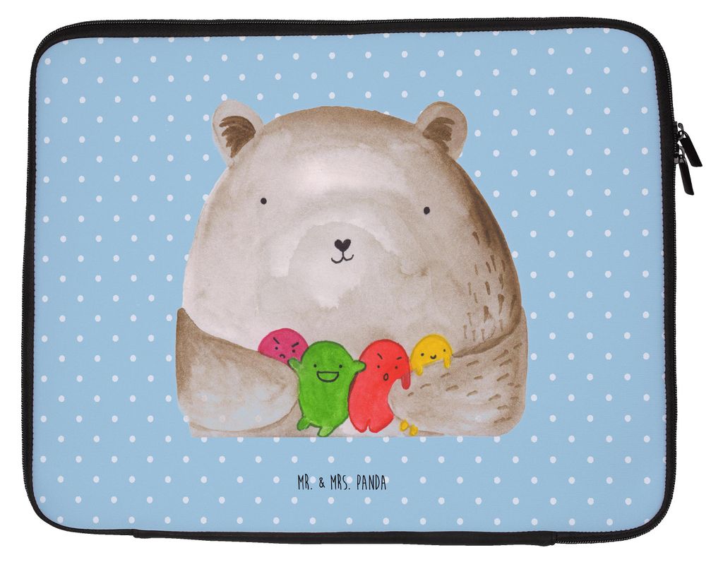 Mr. & Mrs. Panda Laptop Tasche Bär Gefühl 20 x 28 cm - Blau Pastell - Geschenk, Verrückt, Laptoptasche, Hülle, Durchgedreht, Wahnsinn, Case, Te...