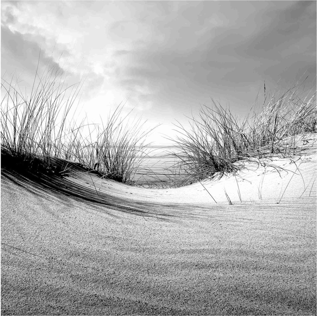 Fototapete Strand - Vliestapete - Bildtapete UV-beständig Düne schwarz weiss Maritim Wandtapete geruchsfrei