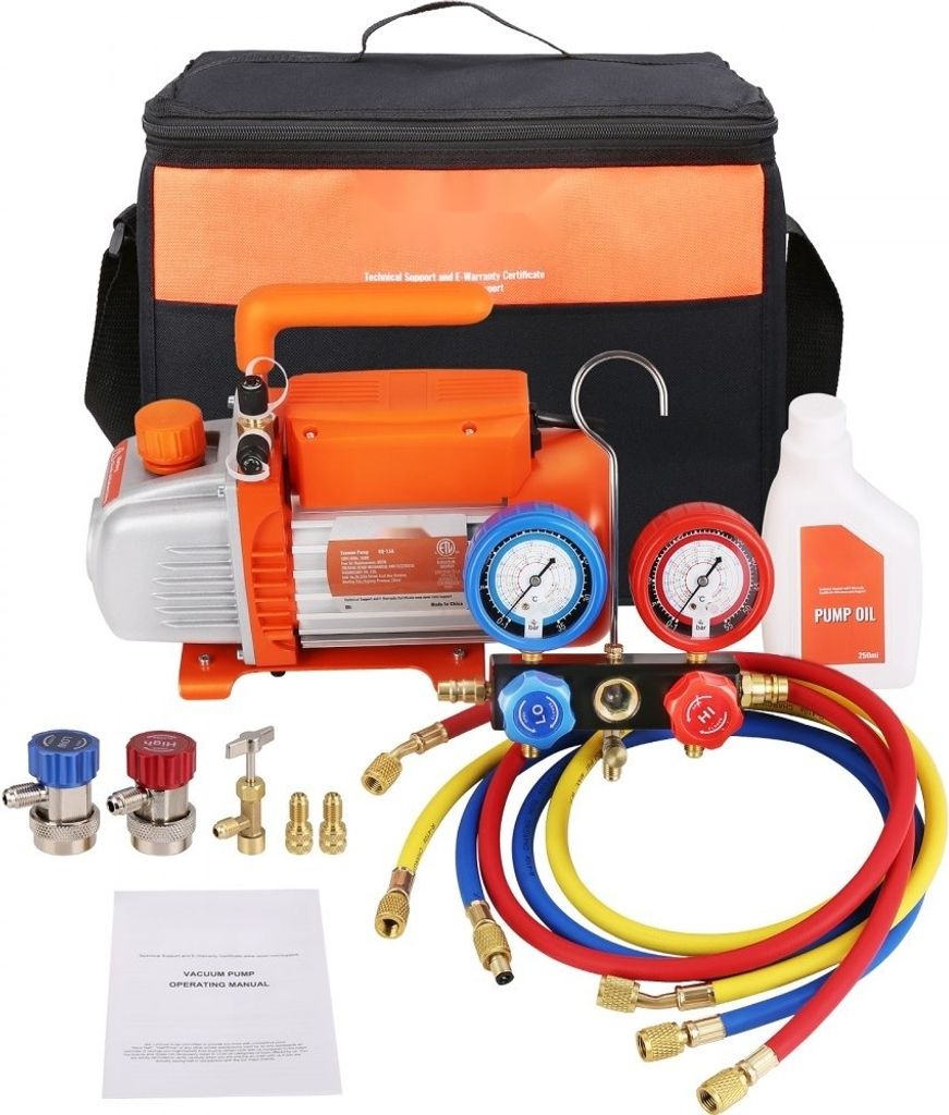 Vakuumpumpe 128L/min Unterdruckpumpe A2L -Explosionsgeschützt 180W AC 220V/50HZ Multifunktionspumpe 200ml-Ölkapazität HVAC-Vakuumgeräte.