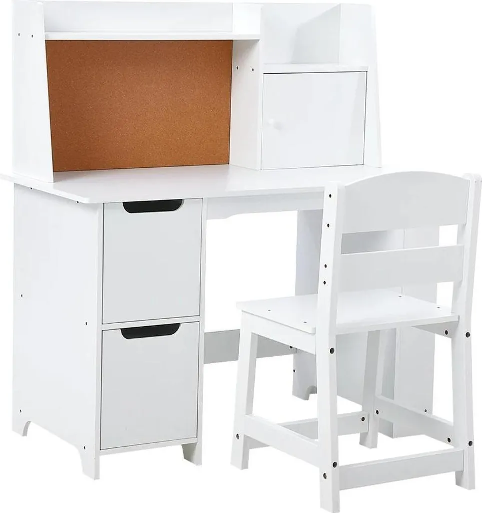 Bureau d'étude enfant complet avec chaise et rangements bois vert 120cm