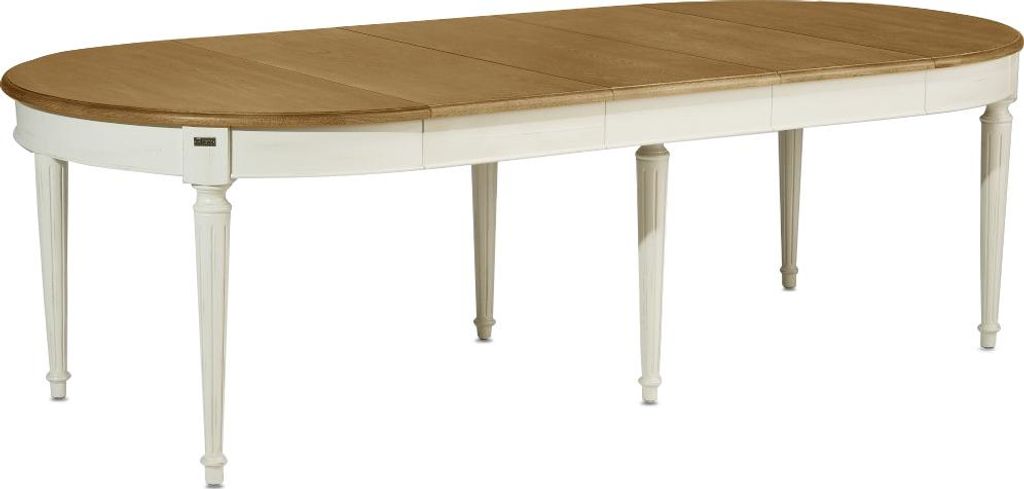 Ovale Eichenholztisch mit 3 Verlängerungen, 8/10 Gedecke.