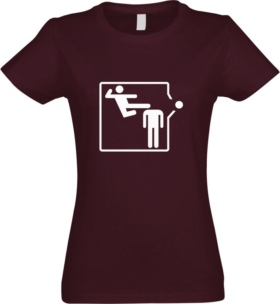 Kiwistar - T-Shirt tailliert - Damen - Burgund - Karate Kick - mit Motiv Bedruckt - Funshirt Design - Sport - Freizeit - Damen - S