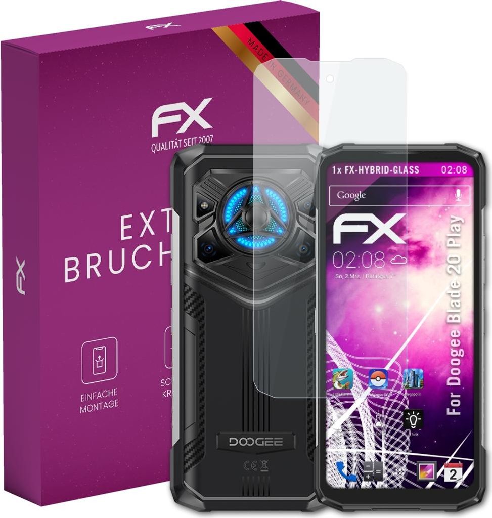 atFoliX FX-Hybrid-Glass Displayfolie kompatibel mit Doogee Blade 20 Play Glasfolie