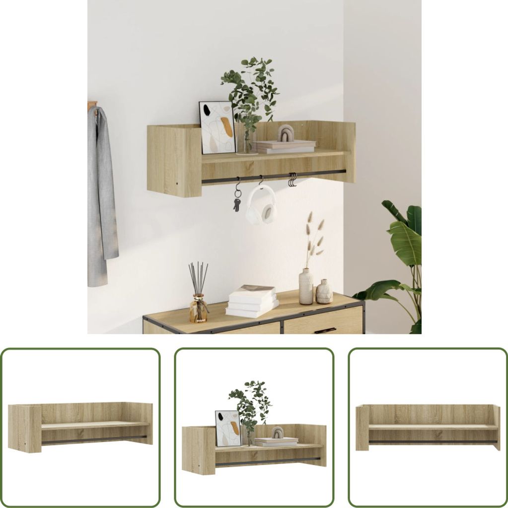 The Living Store Wandregal Sonoma-Eiche 100x35x30,5 cm Holzwerkstoff