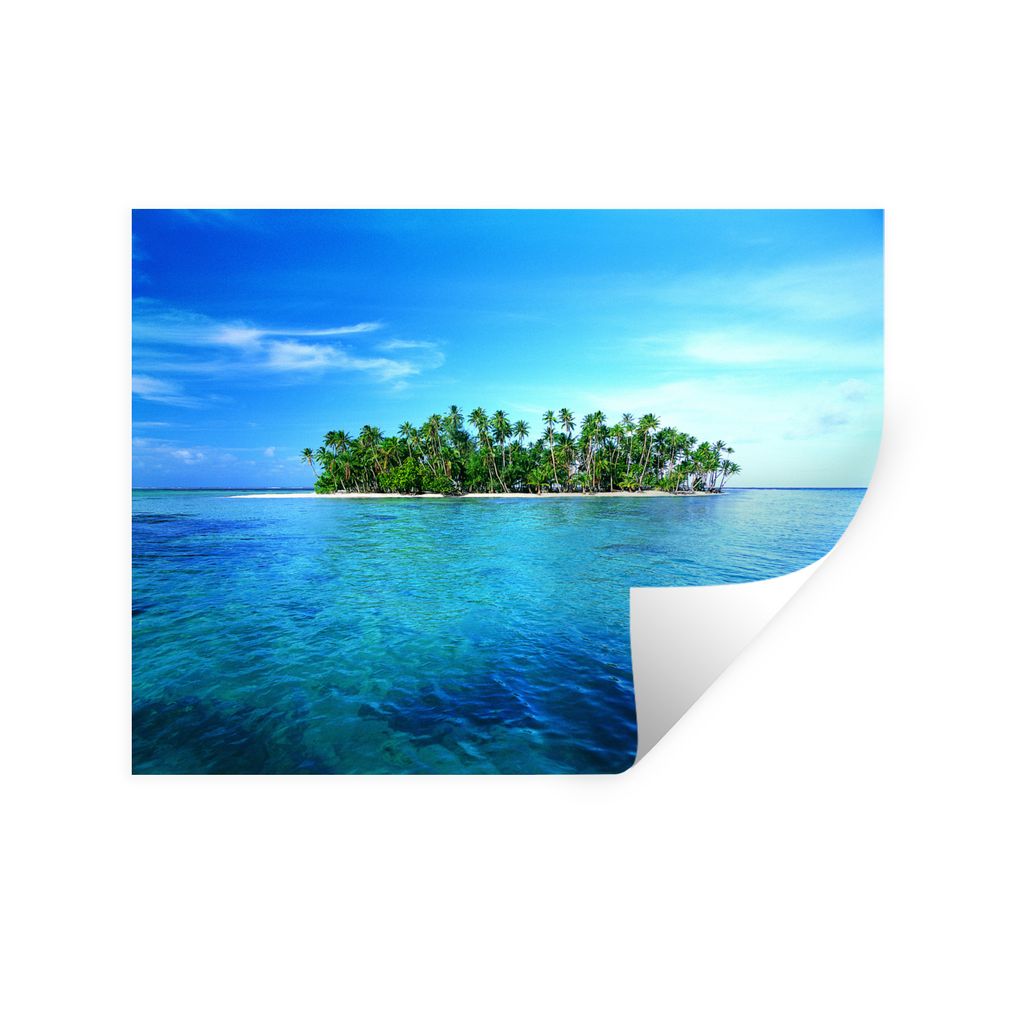 MuchoWow Wandtattoo Wandsticker Wandaufkleber Insel - Tropen - Meer 80x60 cm Selbstklebend und Repositionierbar - Faltenfrei