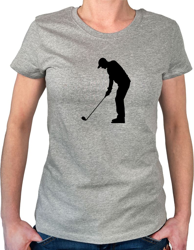 Huuraa Damen T-Shirt Golf Silhouette XL Sport Grey Bio Baumwolle Fairtrade Damenshirt Geschenkidee