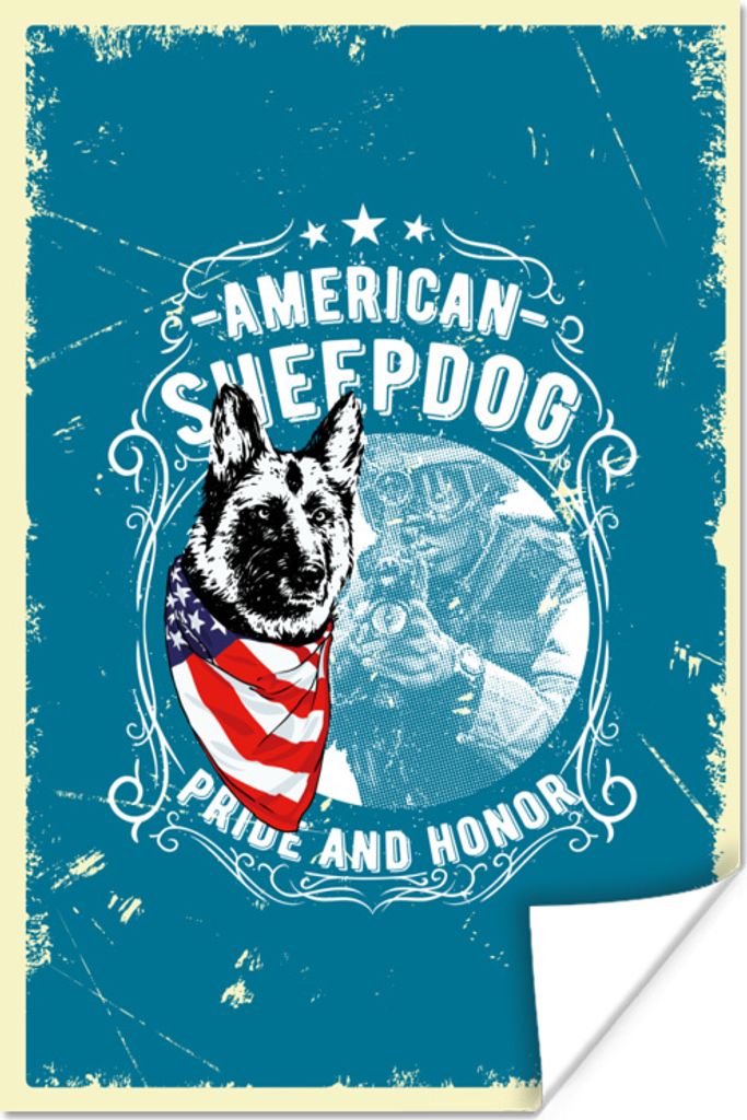 MuchoWow® Poster Jahrgang - Armee - Hund 120x180 cm - Produktbild 