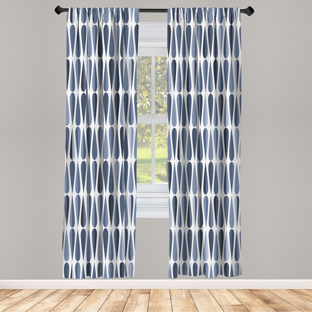 ABAKUHAUS Retro Vorhänge 2 Panel Set für Wohnzimmer Schlafzimmer Nachbildung, Sechziger Und Siebziger Jahre Stil Geometrische Runde Geformte Symm...
