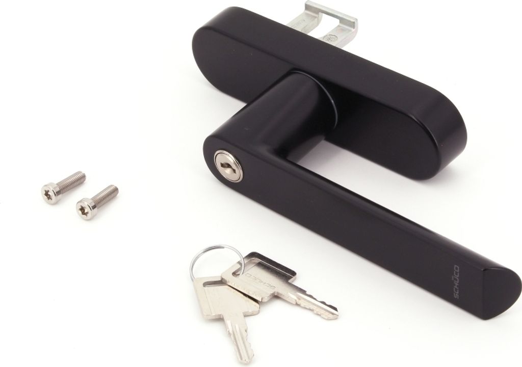 Schüco abschließbarer Fenstergriff Drehgetriebe, Alu RAL 9005 schwarz 269514 (Nachfolger von 214819)
