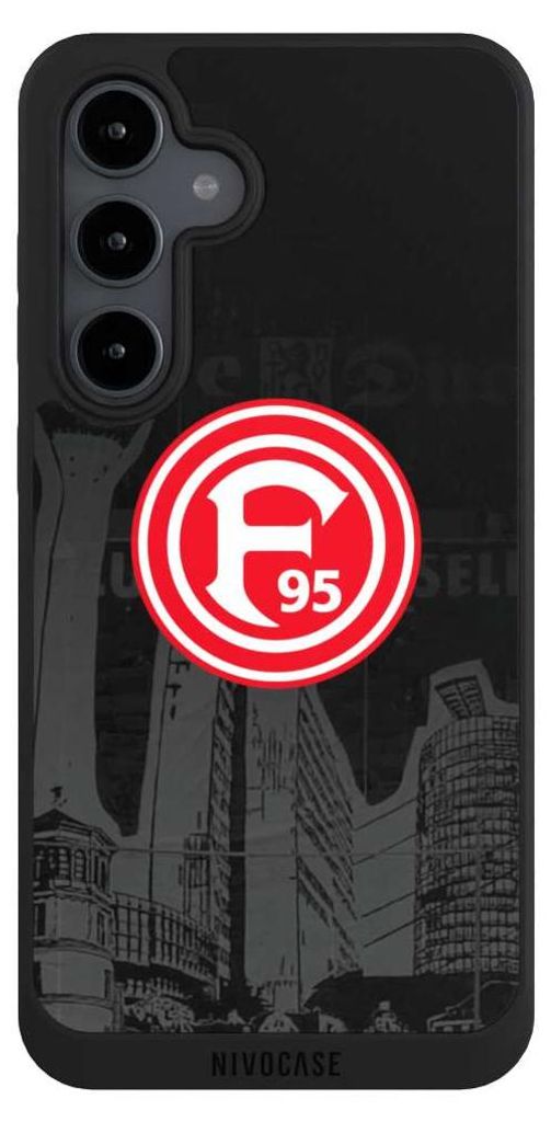 NIVOCASE Handyhülle für Samsung Galaxy S24 FE 5G Hülle NIVOpure Case Schwarz Fortuna Düsseldorf Logo Offizielles Lizenzprodukt