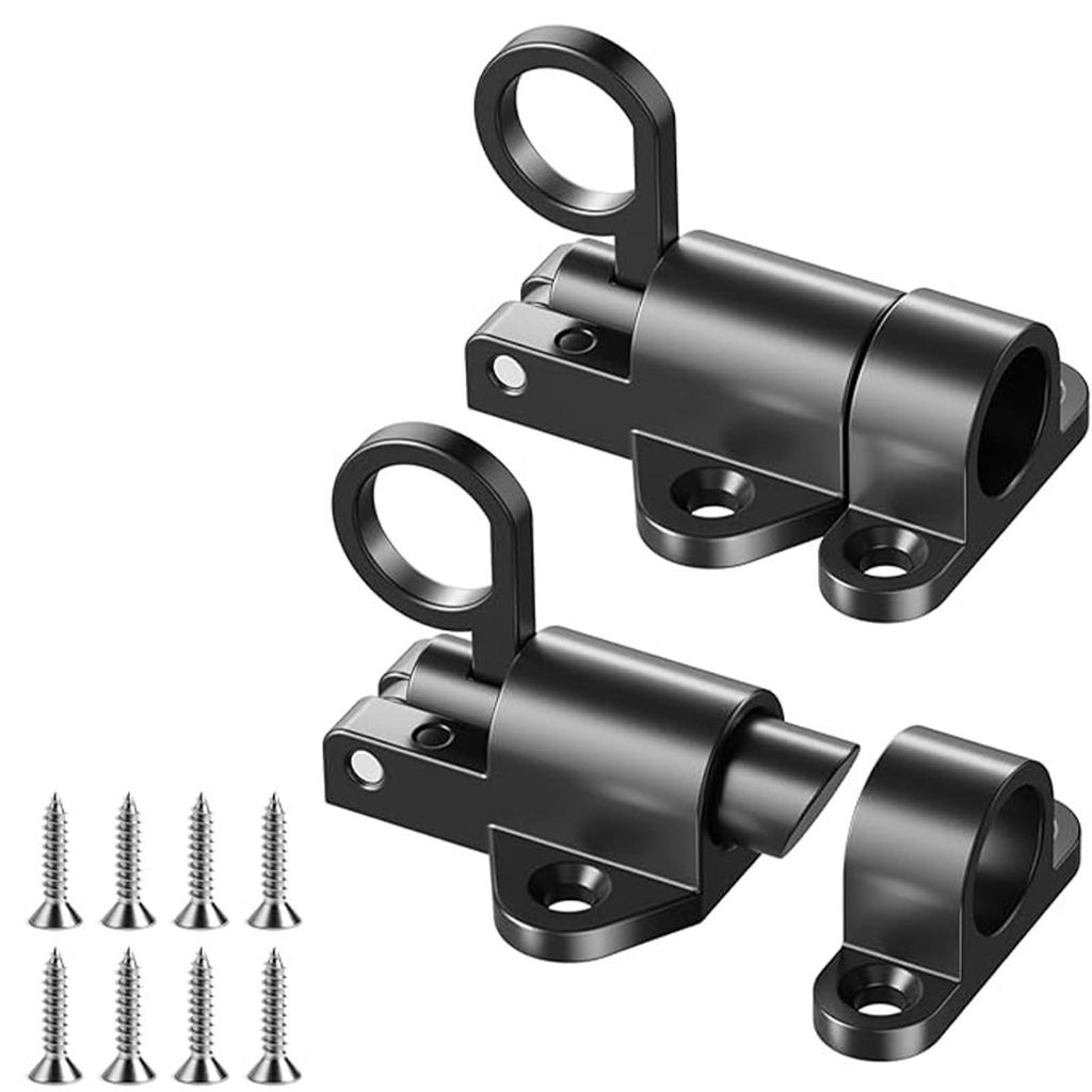 Automatische Türschlösser, schwarz, Federschlösser inkl. 8 Schrauben, für Holztüren, Balkontüren, Schranktüren, Fenster, Gartentore, Tierkä...