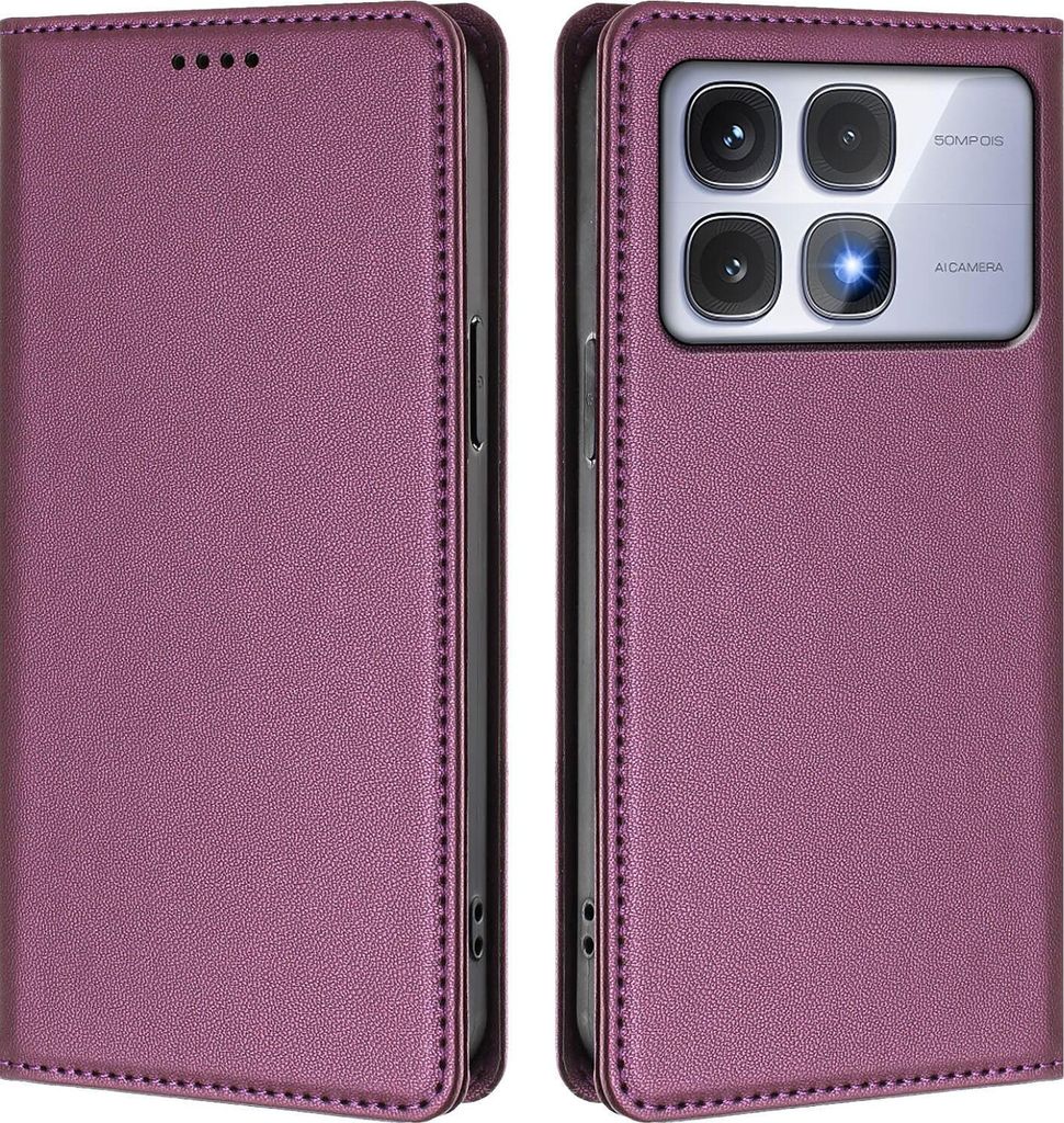 Handyhülle für Xiaomi Redmi K70 Ultra, Kunstleder Klapphülle Stoßfeste Magnetische Hülle mit Ständer Lila