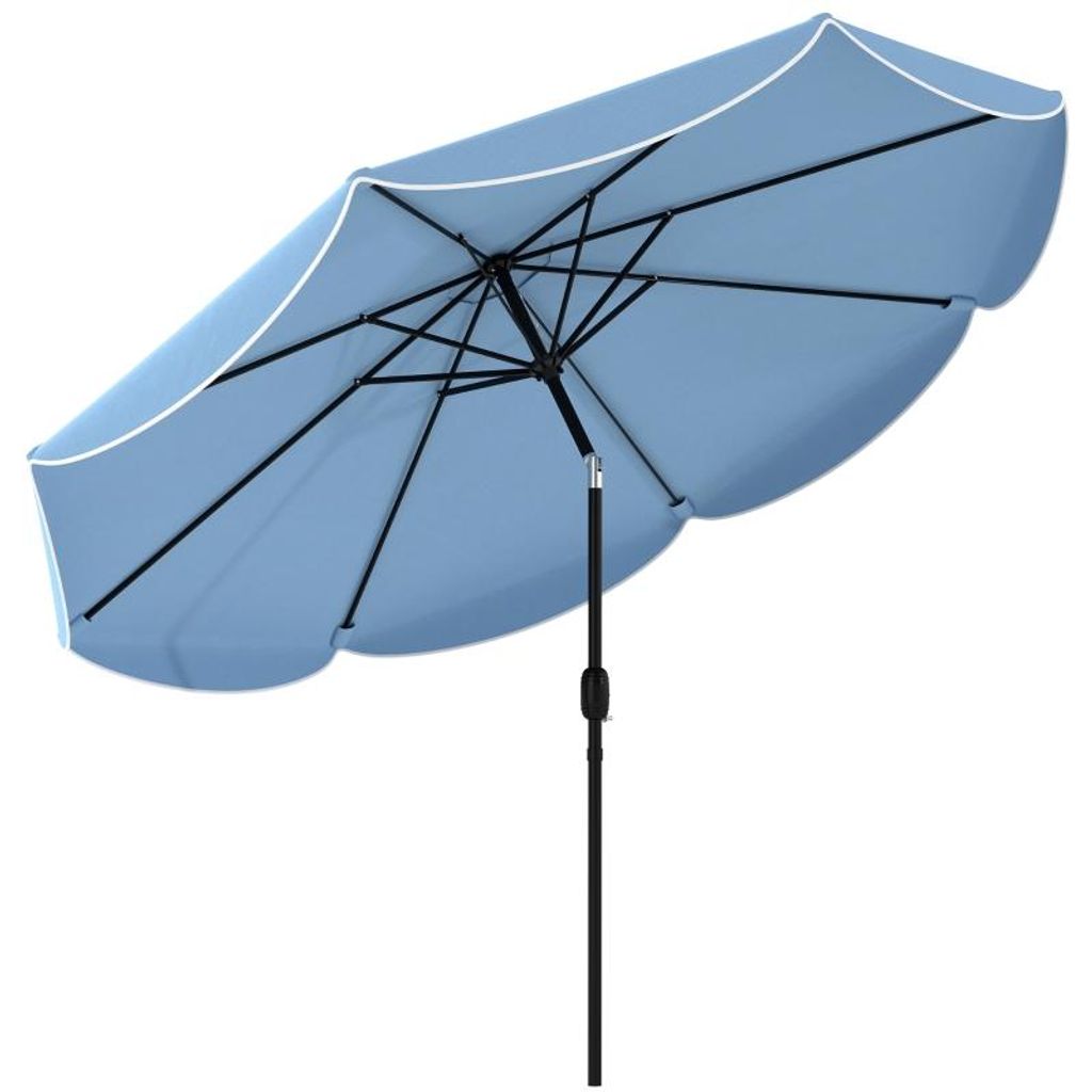 Sonnenschirm rund Balkonschirm Strandschirm mit 3-facher Neigung Kurbel 8 Streben Ø265 x 235H cm Himmelblau, polyester