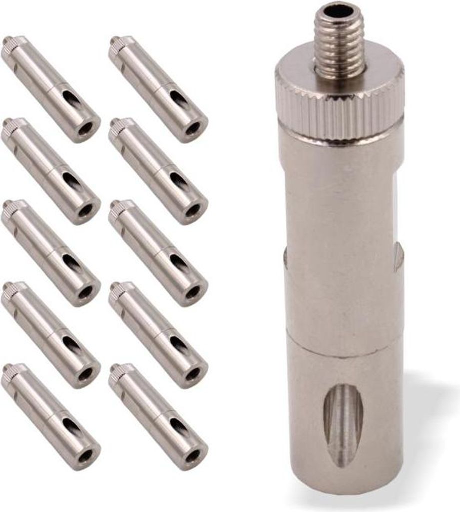 10x Drahtseilhalter / Gripper 30, M8 Innengewinde, 13er Schlüsselfläche, für Drahtseil Ø 2,0 mm - 3,0 mm | vernickelt