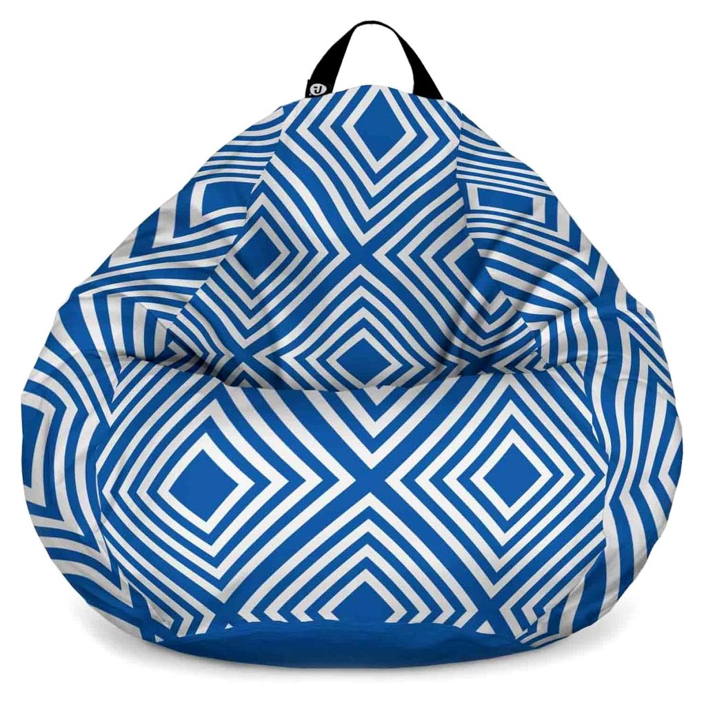 Updeco Sitzsack-Sessel Birne L, Geometrisch (Diamant Blau)