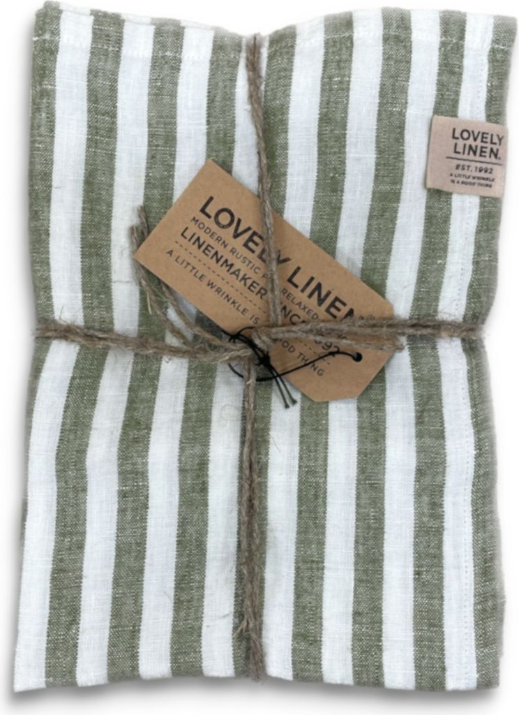 Lovely Linen Linen Misty Tischläufer Leinen edge jeep green 45x150cm